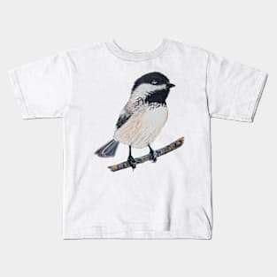 Chickadee Drawing 2 (no background) Kids T-Shirt